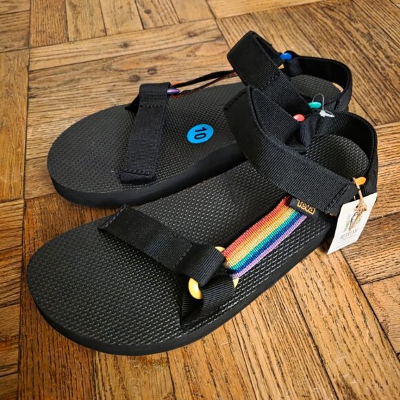 Teva Midform Pride Rainbow Men’s Unisex Size 10 Black Hiking Trail Sandals - Picture 1 of 9